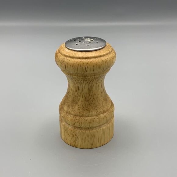 Vtg 4" Tall Wooden Salt Sugar or Pepper Shaker Plastic Screw Stopper Cottagecore - Picture 4 of 8